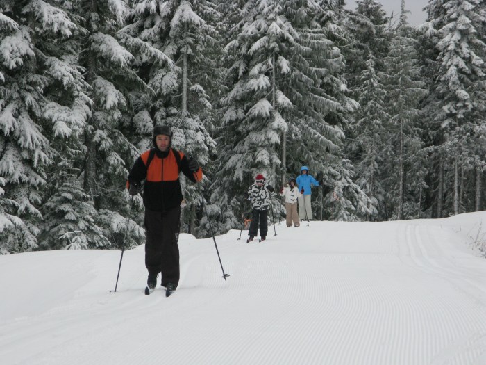 There are 13 kilometres of groomed trails for cross-country skiers on Dakota Ridge, yet another Sunshine Coast playground.