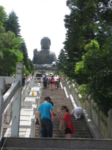 Take it one step at a time to the base of Tian Tan Buddha, otherwise known as the Big Buddha