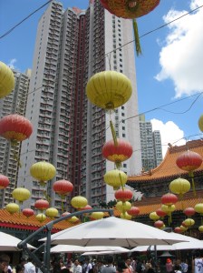 Dwarfed by high-rise apartments to the south and hills to the north, Wong Tai Sin Temple's pools and waterfalls consoled us in the 35-degree heat and 100 per cent humidity.