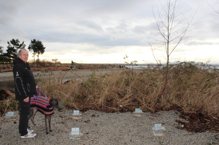 Sunshine Coast Lions Club president Len Schollen at the site of the Lions' next project, an accessible viewing deck in the corner of Mission Point Park.
