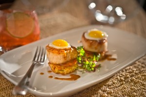 Sea scallop benny at Crush, MGM Grand. Don't even think about sharing.