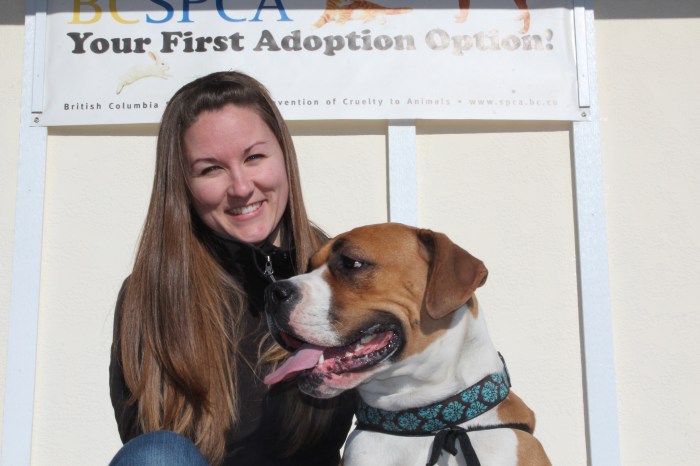 SPCA branch manager, Cindy Krapiec, with Chicklet.