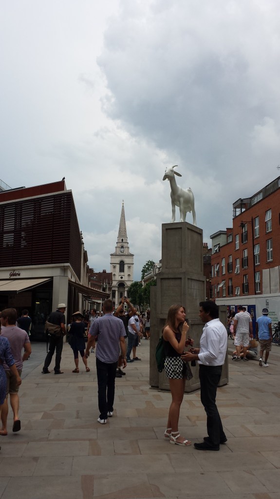 Shop, browse or chat - whatever floats your goat - at Spitalfields Market.