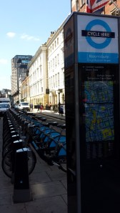 A fleet of 'Boris Bikes'. In London, there's usually one just around the corner.