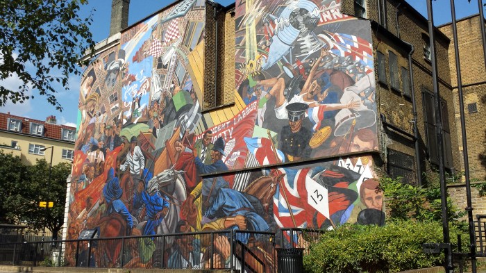A pivotal day in London's political history is vividly depicted in the Battle of Cable Street mural.