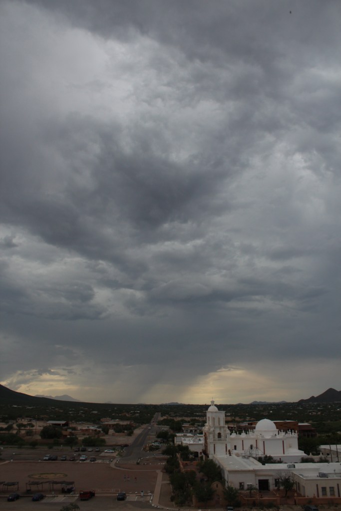 San Xavier del Bac, a Spanish Catholic mission 16 kilometres south of Tucson.